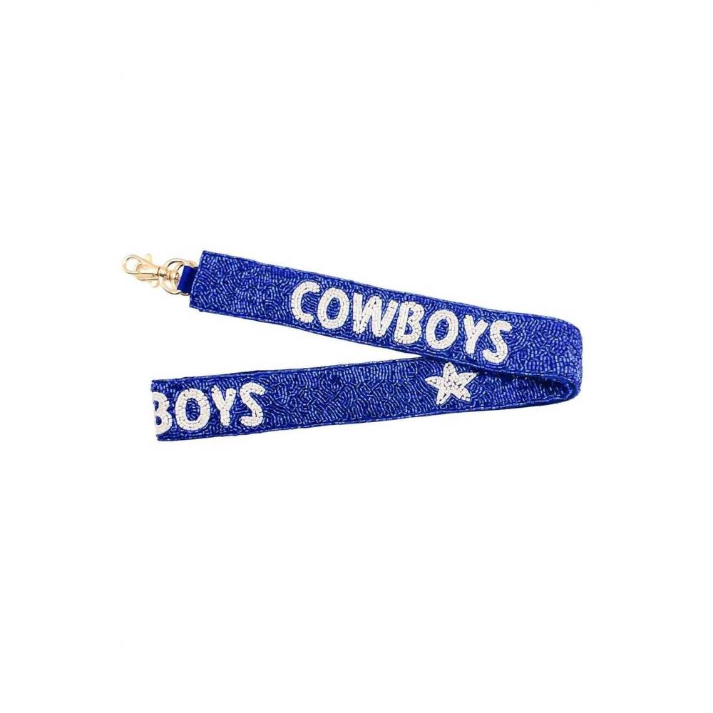NEW TREASURE JEWELS cowboys beaded bag strap in blue